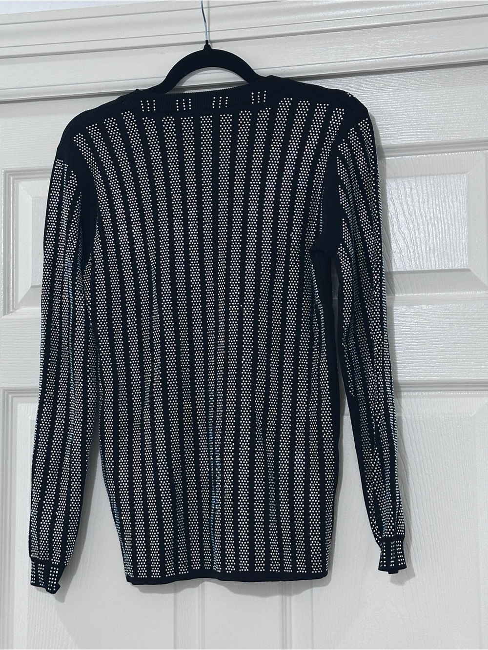 Black Sweater with rhinestone like dots Stripe Detail - Picture 2 of 4